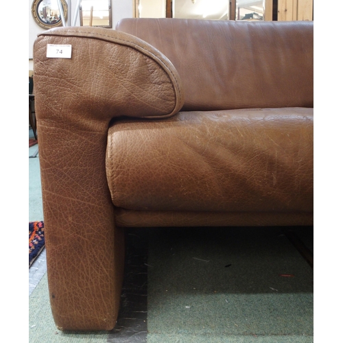 74 - A 20th century brown leather upholstered Walter Knoll armchair, 72cm high x 95cm wide x 85cm deep