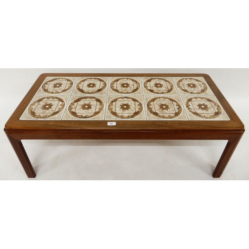 101 - A mid 20th century teak and tile inset G Plan coffee table, 59cm high x 112cm long x 51cm deep