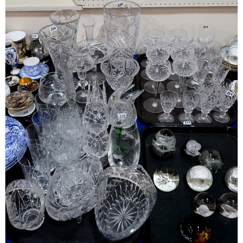 209 - A quantity of cut glass and crystal including Tudor drinking glasses, assorted vases, baskets, other... 