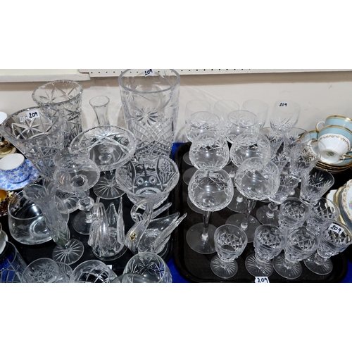 209 - A quantity of cut glass and crystal including Tudor drinking glasses, assorted vases, baskets, other... 