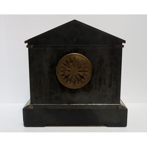 248 - A French black slate mantle clock with movement by AD Mougin, retailed by D McMillan, Dingwall, the ... 