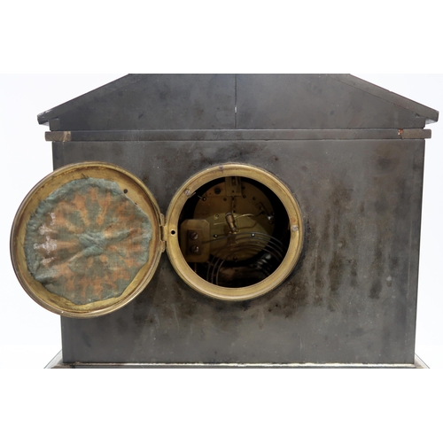 248 - A French black slate mantle clock with movement by AD Mougin, retailed by D McMillan, Dingwall, the ... 