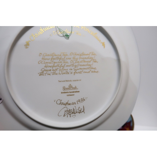 252 - Four Bjorn Wiinblad for Rosenthal porcelain plates, together with a Rosina Wachtmeister cat plate