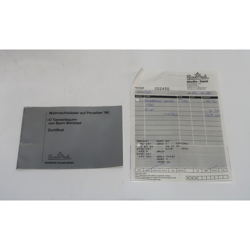 252 - Four Bjorn Wiinblad for Rosenthal porcelain plates, together with a Rosina Wachtmeister cat plate