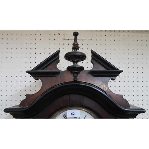 62 - A 20th century mahogany cased Vienna style wall clock, 115cm high x 38cm wide