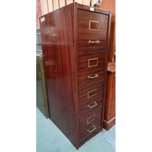 63 - A 20th century steel bodied four drawer filing cabinet painted with faux wood grain, 131cm high x 42... 