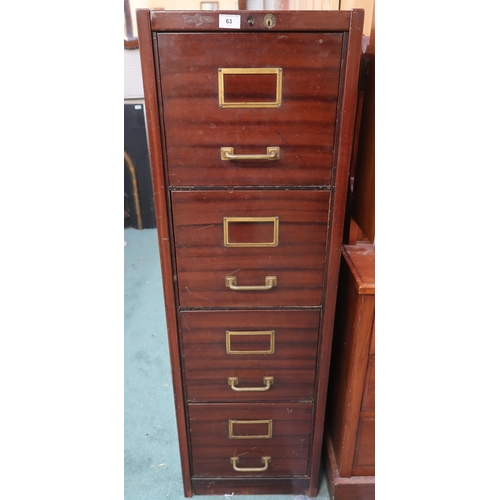 63 - A 20th century steel bodied four drawer filing cabinet painted with faux wood grain, 131cm high x 42... 