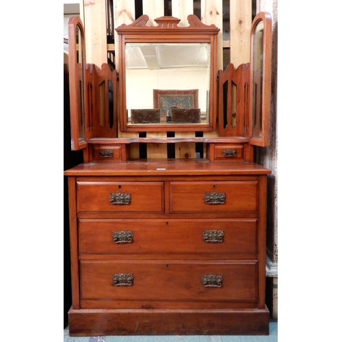 64 - A 20th century triple plate dressing chest, 157cm high x 92cm wide x 45cm deep