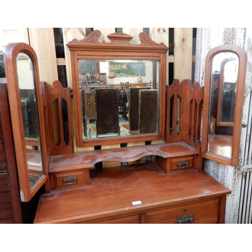 64 - A 20th century triple plate dressing chest, 157cm high x 92cm wide x 45cm deep