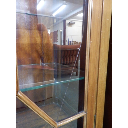 67 - An early 20th century mahogany glazed display cabinet on cabriole feet, 116cm high x 107cm wide x 38... 