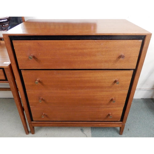 76 - A mid 20th century teak Elder triple plate dressing table, 130cm high x 117cm wide x 51cm deep and a... 