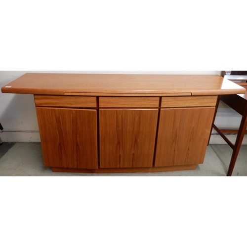 78 - A mid 20th century Danish teak Gangso Mobler sideboard with tile inset slide over three drawers over... 