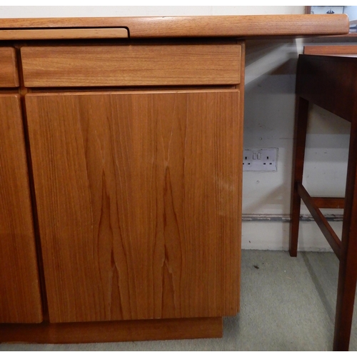 78 - A mid 20th century Danish teak Gangso Mobler sideboard with tile inset slide over three drawers over... 