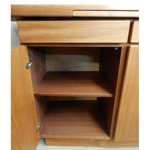 78 - A mid 20th century Danish teak Gangso Mobler sideboard with tile inset slide over three drawers over... 