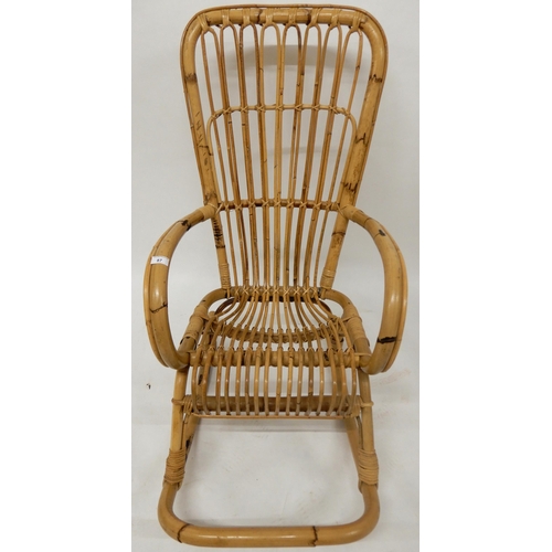 87 - A 20th century bamboo rocking chair, 111cm high x 57cm wide x 89cm deep