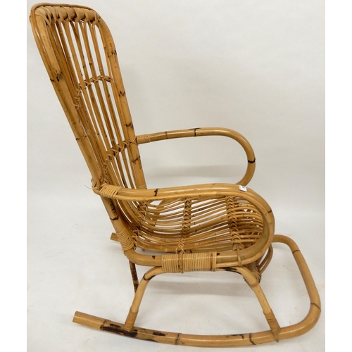 87 - A 20th century bamboo rocking chair, 111cm high x 57cm wide x 89cm deep