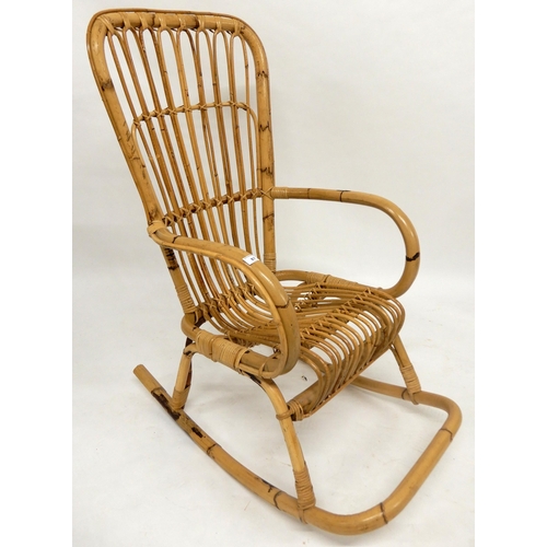 87 - A 20th century bamboo rocking chair, 111cm high x 57cm wide x 89cm deep