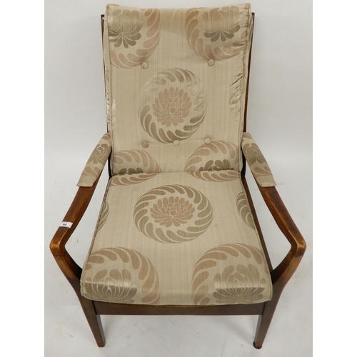 90 - A mid 20th century teak framed Jentique open armchair, 85cm high x 65cm wide x 88cm deep