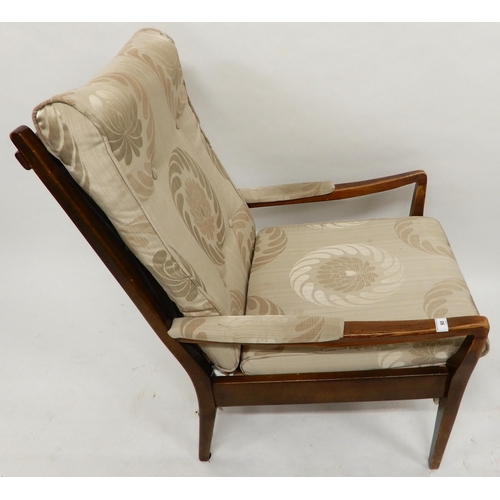 90 - A mid 20th century teak framed Jentique open armchair, 85cm high x 65cm wide x 88cm deep