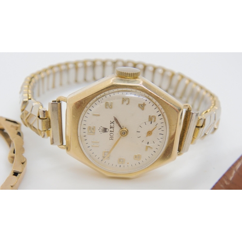 701 - A 9ct gold vintage ladies Rolex precision, hallmarked Chester 1950, back of the case inscribed and d... 