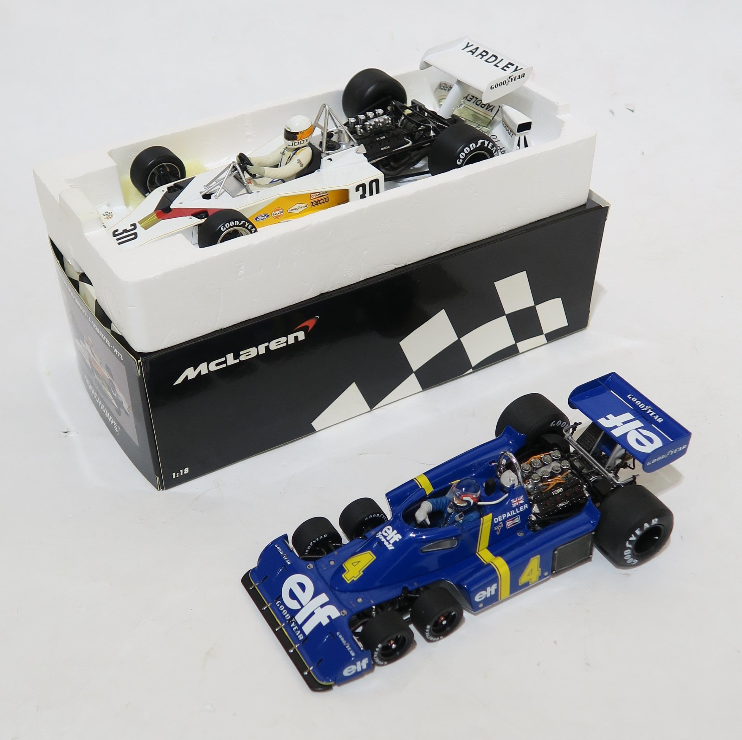 An Exoto Grand Prix Classics 1:18-scale Tyrell Ford P34, and a