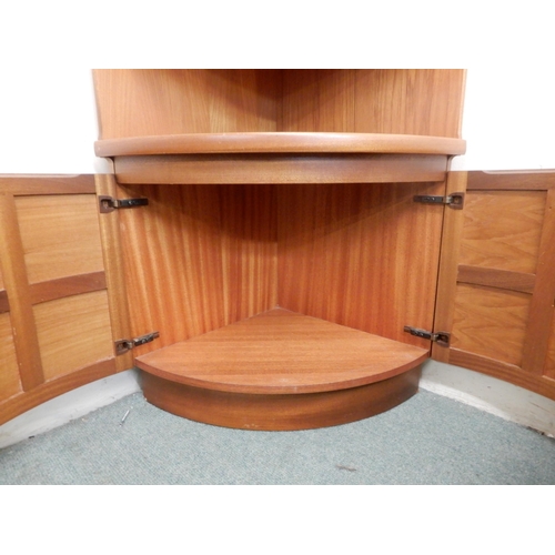 74 - A mid 20th century teak Nathan corner cabinet, 196cm high x 63cm wide and a mid 20th century teak ne... 