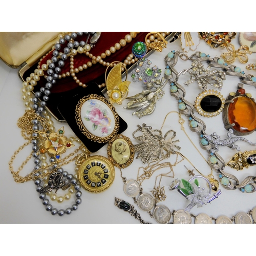 749A - a collection of vintage costume jewellery to include items by Miracle, silver and marcasite items et... 