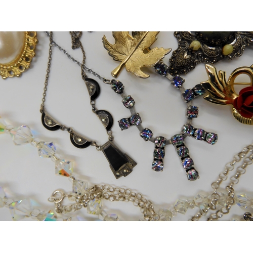 749A - a collection of vintage costume jewellery to include items by Miracle, silver and marcasite items et... 