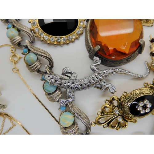 749A - a collection of vintage costume jewellery to include items by Miracle, silver and marcasite items et... 