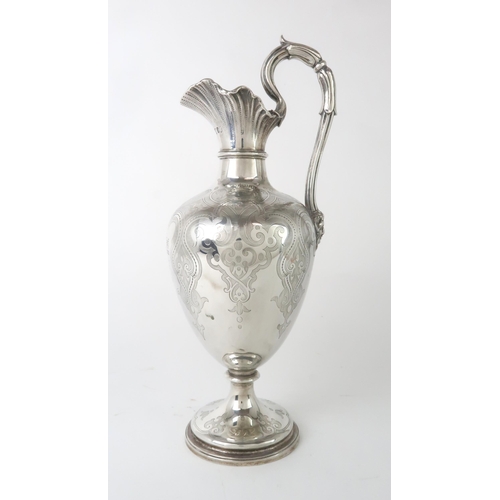 2451 - A VICTORIAN SILVER EWERby Edward & John Barnard, London 1855, of baluster form, the body engrave... 