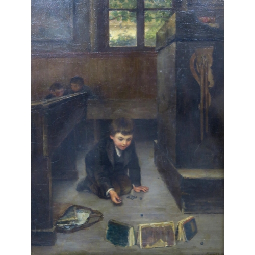 2938 - PIERRE EDOUARD FRERE (FRENCH 1819-1886)BOY PLAYING MARBLES Oil on panel, signed lower right, dated (... 