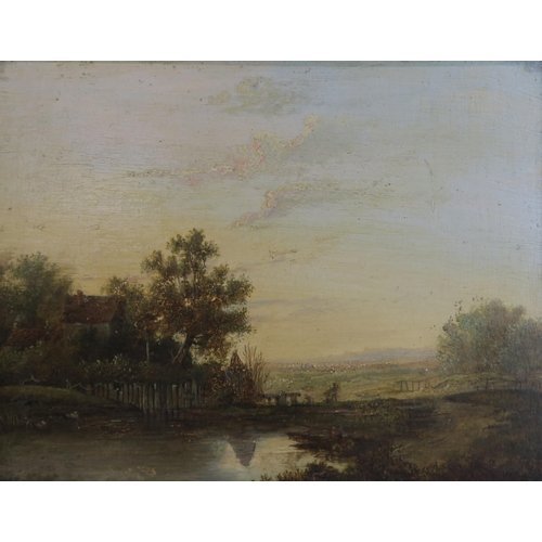 2963 - ATTRIBUTED TO PATRICK NASMYTH (SCOTTISH 1787-1831)MILL LANDSCAPE WITH DISTANT TOWN Oil on panel, bea... 