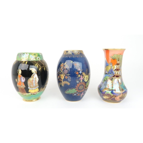 2162 - CHINALAND PATTERN VASE WITHDRAWN FROM THIS LOTTHREE CARLTON WARE VASESincluding Mandarin's Chatting,... 