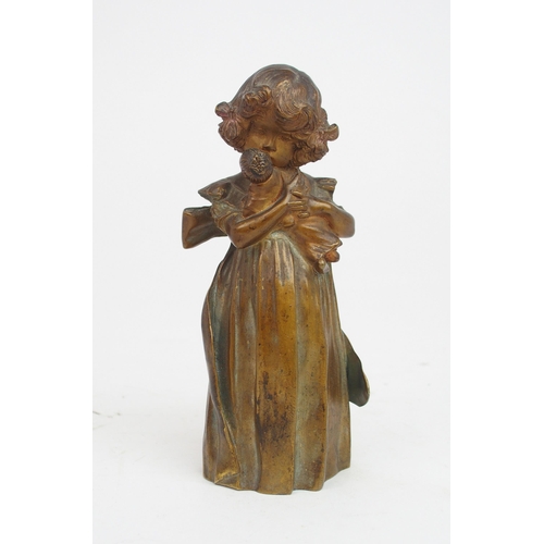 2192 - LEO LAPORTE BLAIRSY (1867-1923)a gilt bronze figure of a girl holding a doll, signed in the bronze a... 