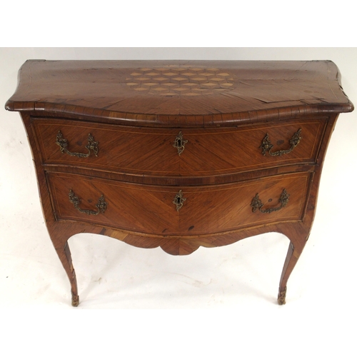 2010 - A 19TH CENTURY KINGSWOOD & PARQUETRY INLAID BOMBE COMMODEwith serpentine parquetry inlaid top ov... 