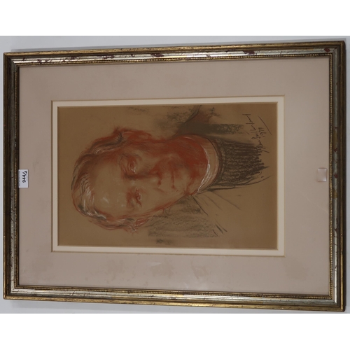 689 - ALAN SUTHERLAND (SCOTTISH 1931-2019) PORTRAIT OF A REVEREND Chalk/pastel on paper, signed ... 