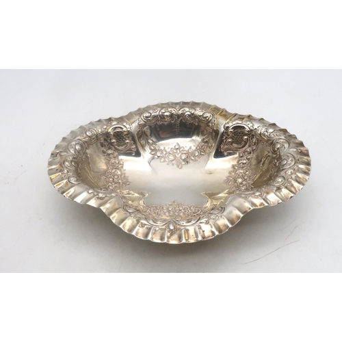 286B - A collection of silver including a silver dish, of quatrefoil form, with a crimped rim and engraved ... 