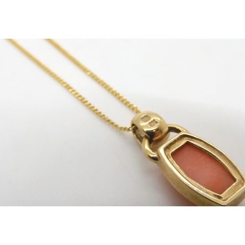 472 - A 9ct gold coral set ring, size O1/2, with matching pendant, both made for The QVC jewellery channel... 