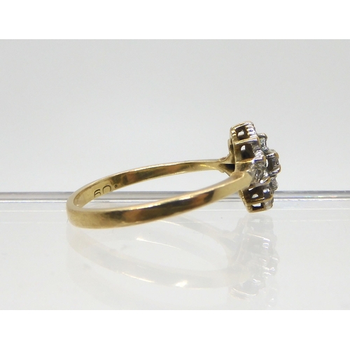 478 - A yellow metal diamond cluster ring, size M, weight 1.3gms, together with a single 14k cz set earrin... 