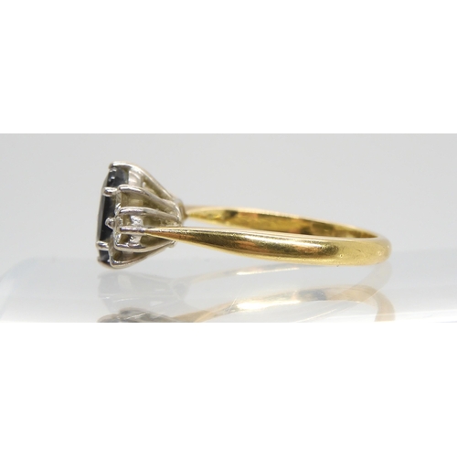 483 - An 18ct gold sapphire and diamond ring size L1/2, weight 3.4gms