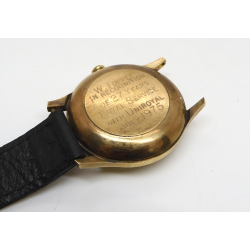 498 - A 9ct gold gents Garrards watch, hallmarked London 1975, inscribed verso, weight with out mechanism ... 