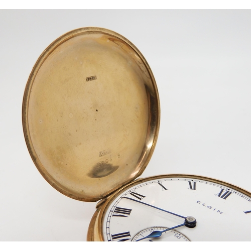 503 - A 9ct gold Elgin full hunter pocket watch with monogram to the front, Birmingham hallmarks for 1923,... 