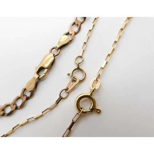 528 - A collection of 9ct to include a Mackintosh style pendant on chain, length 46cm, a further chain len... 