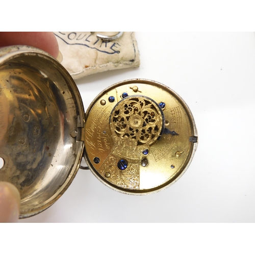 568 - A silver pair cased pocket watch hallmarked Birmingham 1796, the (af) inner watch hallmarked London ... 