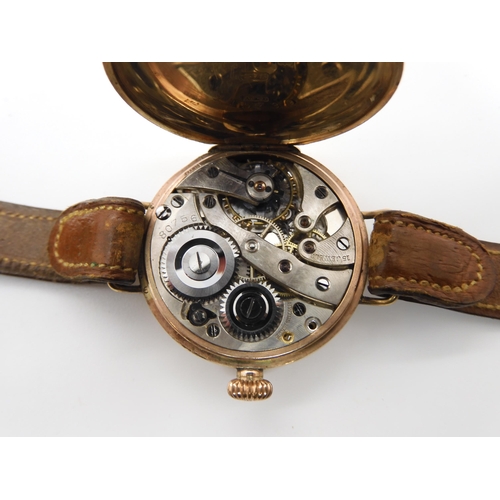 585 - Two 9ct cased gents watches one by Waltham, weight including straps and mechanisms 66.5gms, together... 