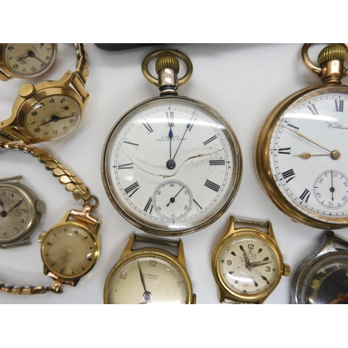 607 - A collection of vintage watches and pocket watches to include a silver example dated Birmingham 1890... 