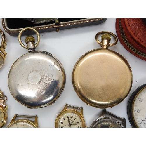 607 - A collection of vintage watches and pocket watches to include a silver example dated Birmingham 1890... 