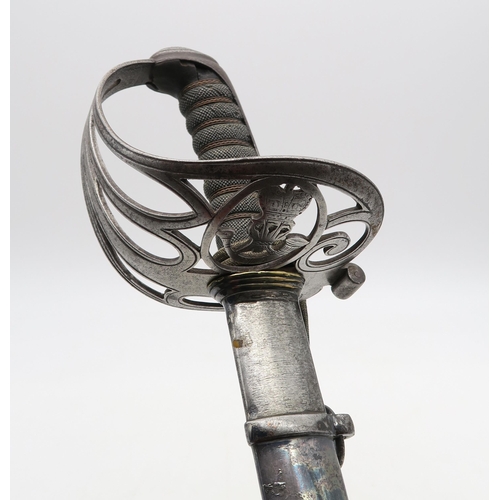 316 - A Light Infantry officer's 1892 sword, with wire-wound shagreen grip and silver bullion knot, housed... 