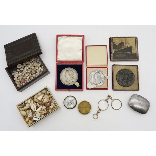 356 - Two cased Queen Victoria commemorative medals, one by Spink and Son, London; a boxed R.M.S. Lusitani... 