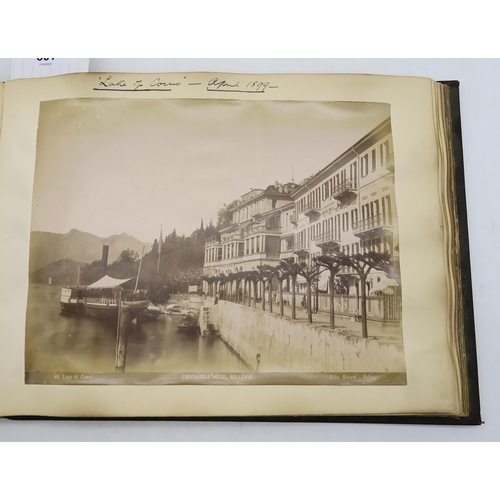 361 - A late-Victorian/Edwardian travel photograph album, containing albumen views of largely of Italy, wi... 